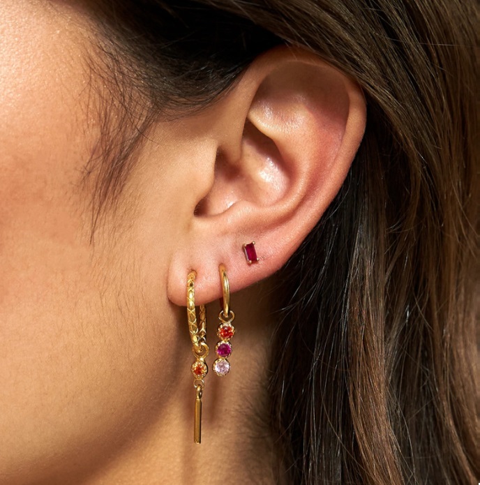 New Pink Tone Drop Earrings Set 